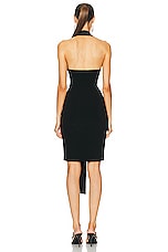 Norma Kamali Tie Front Halter Dress in Black, view 3, click to view large image.