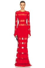 Norma Kamali Spliced Dress Fishtail Gown in Tiger Red, view 1, click to view large image.