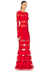 Norma Kamali Spliced Dress Fishtail Gown in Tiger Red, view 2, click to view large image.