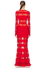 Norma Kamali Spliced Dress Fishtail Gown in Tiger Red, view 3, click to view large image.