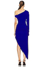 Norma Kamali One Sleeve Drop Shoulder Side Drape Gown in Electric Blue, view 4, click to view large image.