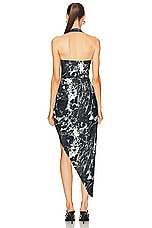 Norma Kamali Cayla Side Drape Gown in Black Marble, view 4, click to view large image.