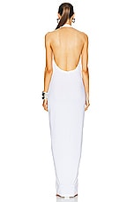 Norma Kamali Tie Front Halter Gown in Snow White, view 3, click to view large image.