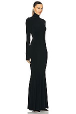 Norma Kamali Long Sleeve Turtle Fishtail Gown in Black, view 2, click to view large image.