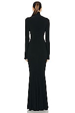 Norma Kamali Long Sleeve Turtle Fishtail Gown in Black, view 3, click to view large image.