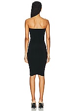 Norma Kamali Strapless Shirred Front Dress in Black, view 3, click to view large image.