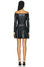 Norma Kamali Off Shoulder Grace Mini Dress in Black, view 3, click to view large image.