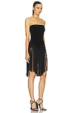 Norma Kamali 18&quot; Fringe Bishop Dress in Black, view 3, click to view large image.