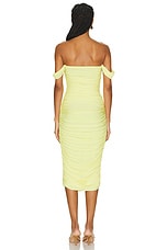Norma Kamali Walter Dress Below The Knee With Winglet Sleeves in Butter Yellow, view 4, click to view large image.