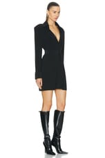 Norma Kamali Shoulder Pad Shirt Mini Dress in Black, view 2, click to view large image.