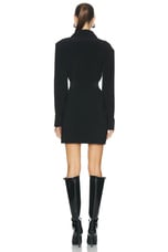 Norma Kamali Shoulder Pad Shirt Mini Dress in Black, view 3, click to view large image.