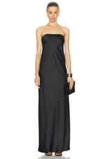 Norma Kamali Bias Strapless Gown in Black, view 1, click to view large image.