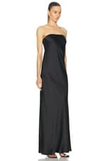 Norma Kamali Bias Strapless Gown in Black, view 2, click to view large image.