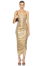 Norma Kamali Strapless Diana Gown in Gold, view 1, click to view large image.