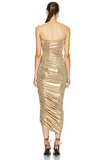 Norma Kamali Strapless Diana Gown in Gold, view 4, click to view large image.