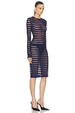 Norma Kamali Long Sleeve Crewneck Dress in True Navy, view 2, click to view large image.