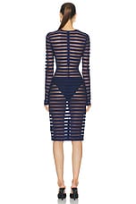 Norma Kamali Long Sleeve Crewneck Dress in True Navy, view 3, click to view large image.
