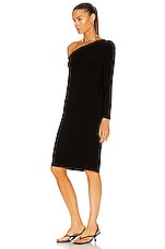 Norma Kamali Drop Shoulder Dress in Black, view 3, click to view large image.