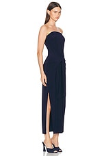 Norma Kamali Strapless All in One Side Slit Gown in True Navy, view 2, click to view large image.