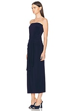 Norma Kamali Strapless All in One Side Slit Gown in True Navy, view 3, click to view large image.