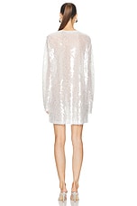 Norma Kamali Long Sleeve Crewneck Mini Dress in Clear & White, view 3, click to view large image.