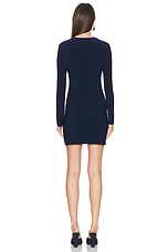 Norma Kamali Long Sleeve Crewneck Mini Dress in True Navy, view 3, click to view large image.