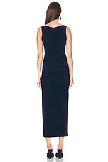 Norma Kamali Sleeveless Shirred Waist Gown in True Navy, view 4, click to view large image.