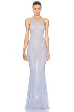 Norma Kamali Racer Fishtail Gown in Misty Blue, view 1, click to view large image.
