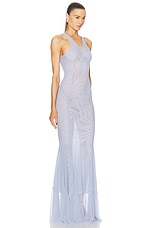 Norma Kamali Racer Fishtail Gown in Misty Blue, view 2, click to view large image.