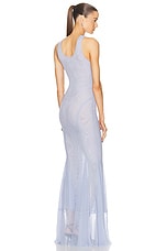 Norma Kamali Racer Fishtail Gown in Misty Blue, view 3, click to view large image.
