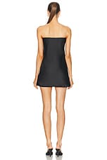 Norma Kamali Bias Strapless Mini Dress in Black, view 3, click to view large image.