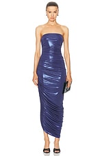 Norma Kamali Strapless Diana Gown in Military Blue, view 1, click to view large image.