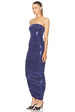 Norma Kamali Strapless Diana Gown in Military Blue, view 3, click to view large image.