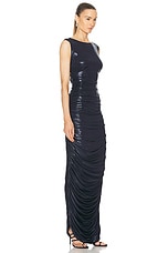 Norma Kamali Sleeveless Side Shirred Gown in True Navy, view 2, click to view large image.