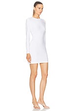 Norma Kamali Long Sleeve Crewneck Mini Dress in Snow White, view 2, click to view large image.