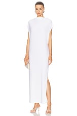 Norma Kamali Sleeveless All in One Side Slit Gown in Snow White, view 1, click to view large image.