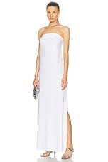 Norma Kamali Strapless Tailored Side Slit Gown in Snow White, view 1, click to view large image.