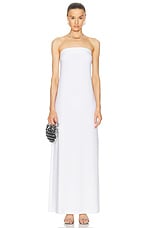 Norma Kamali Strapless Tailored Side Slit Gown in Snow White, view 2, click to view large image.