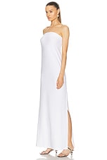 Norma Kamali Strapless Tailored Side Slit Gown in Snow White, view 4, click to view large image.