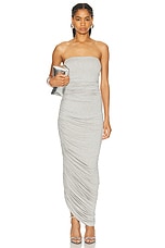 Norma Kamali Strapless Diana Gown in Light Grey, view 1, click to view large image.