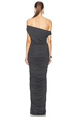 Norma Kamali Drop Shoulder Side Shirred Gown in Dark Grey, view 3, click to view large image.