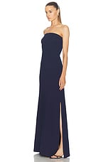 Norma Kamali Strapless Tailored Terry Side Slit Gown in True Navy, view 4, click to view large image.