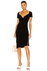 Norma Kamali Sweetheart Side Drape Dress in Black, view 1, click to view large image.