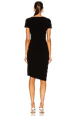 Norma Kamali Sweetheart Side Drape Dress in Black, view 3, click to view large image.