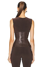 Norma Kamali Grace Corset in Chocolate, view 3, click to view large image.
