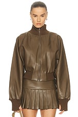 Norma Kamali Oversized Turtleneck Bomber Jacket in Bark | FWRD