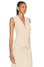 Norma Kamali Vest With Lapel in Con Leche, view 2, click to view large image.