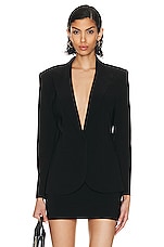 Norma Kamali Classic Single Breasted Jacket in BLACK, view 1, click to view large image.