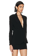 Norma Kamali Classic Single Breasted Jacket in BLACK, view 2, click to view large image.