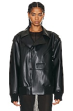 Norma Kamali Oversized Moto Jacket in Black, view 1, click to view large image.